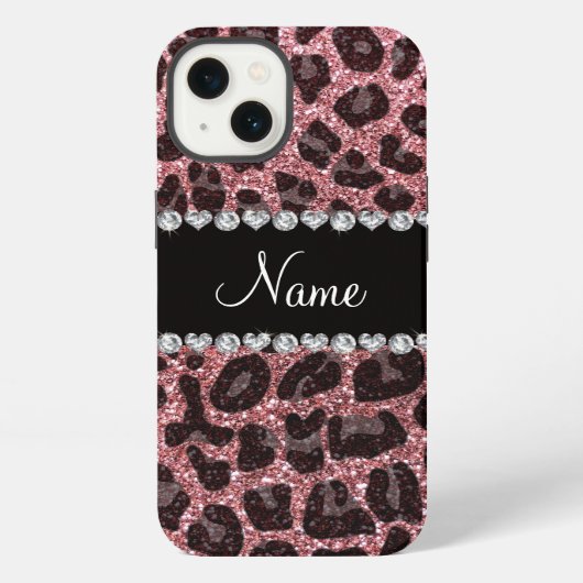 Etui iPhone 13 Empreinte de léopard d'parties scintillant rose cl (Verso)