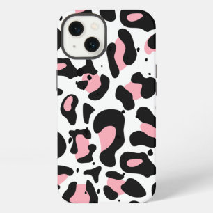 Etui iPhone 13 Empreinte de léopard tendance rose et noir
