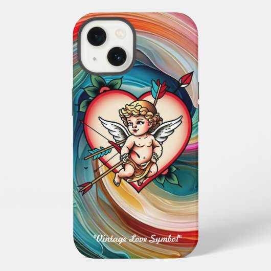 Etui iPhone 13 Encre Cupide et Coeur intemporelle (Verso)