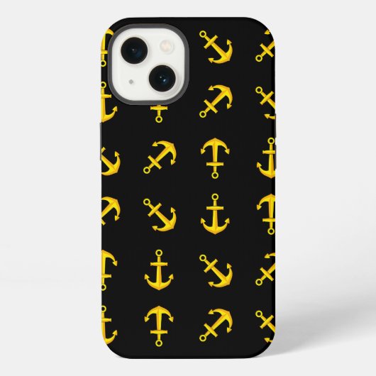 Etui iPhone 13 Ensemble d'Ancres en bateau doré (Verso)