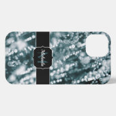 Etui iPhone 13 Étincelles d'argent Frozen Bulles de glace Monogra (Verso Horizontal)