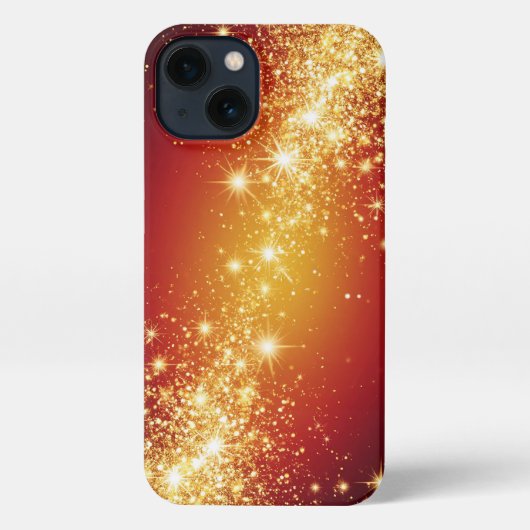 Etui iPhone 13 Étoiles scintillantes dorées (Verso)