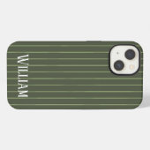 Etui iPhone 13 Étui Case-Mate pour iPhone à rayures vert olive (Verso Horizontal)