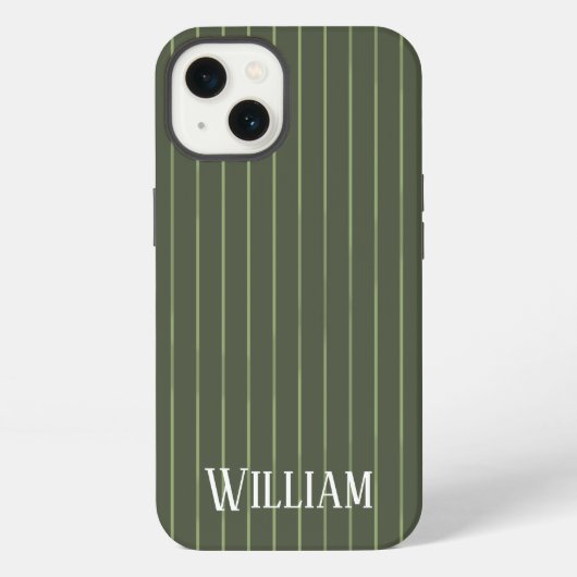 Etui iPhone 13 Étui Case-Mate pour iPhone à rayures vert olive (Verso)