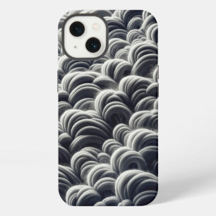 Etui iPhone 13 Étui de téléphone à flux de fibre noir et blanc mi