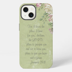 Etui iPhone 13 Étui de téléphone floral shabby chic avec verset b