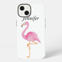 Étui de téléphone iPhone rose flamant monogrammé
