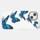 Etui iPhone 13 Étui de téléphone papillon bleu 3D (Verso Horizontal)