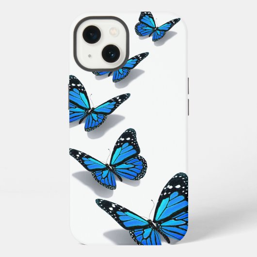 Etui iPhone 13 Étui de téléphone papillon bleu 3D (Verso)