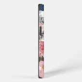 Etui iPhone 13 Étui iPhone à rayures bleues et blanches monogramm (Côté droit)