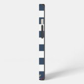 Etui iPhone 13 Étui iPhone à rayures bleues et blanches monogramm (Côté gauche)