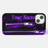 Etui iPhone 13 Étui iPhone avec impression Violet Zips nom (Verso Horizontal)