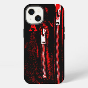 Etui iPhone 13 Étui iPhone avec monogramme impression rouge Zips