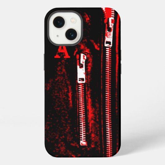 Etui iPhone 13 Étui iPhone avec monogramme impression rouge Zips (Verso)
