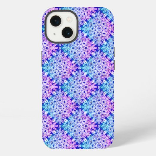 Etui iPhone 13 Étui iPhone bleu violet bohème (Verso)