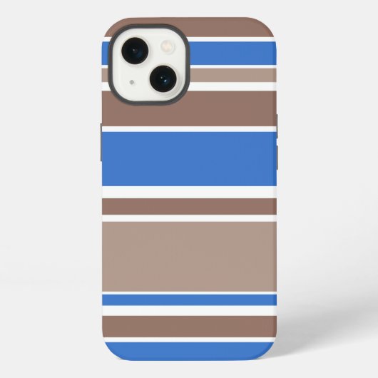 Etui iPhone 13 Étui iPhone Case-Mate à rayures marron et bleues (Verso)