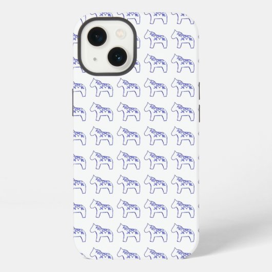 Etui iPhone 13 Étui iPhone cheval dala bleu blanc (Verso)