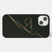 Etui iPhone 13 Étui iPhone Coque-Mate cœurs dorés noirs (Verso Horizontal)