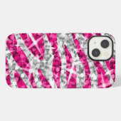 Etui iPhone 13 Étui iPhone horizontal imprimé Glitz Zebra Rose (Verso Horizontal)
