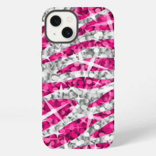 Etui iPhone 13 Étui iPhone horizontal imprimé Glitz Zebra Rose