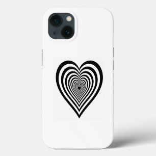 Etui iPhone 13 Étui iPhone Illusion Optique Cœur Noir