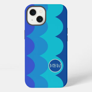 Etui iPhone 13 Étui iPhone Monogramme Vagues Bleues