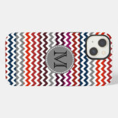 Etui iPhone 13 Étui Monogramme Zigzag Chevron Gris Blanc Case-Mat (Verso Horizontal)