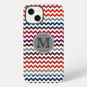 Etui iPhone 13 Étui Monogramme Zigzag Chevron Gris Blanc Case-Mat