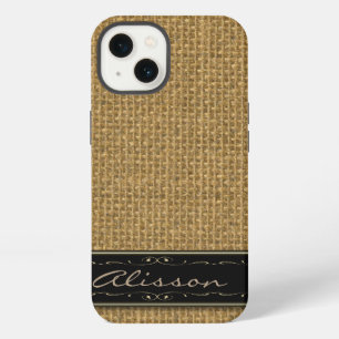 Etui iPhone 13 Étui personnalisé iPhone 6 en toile de jute dorée