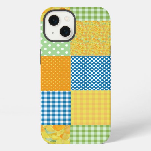 Etui iPhone 13 Étui pour iPad Mini Daffodils, Faux-Patchwork Camp (Verso)