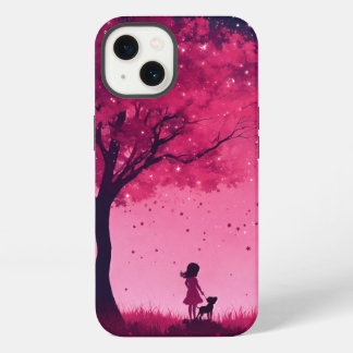 Etui iPhone 13 Étui pour iphone 13 arbre rose et étoiles