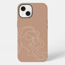 étui pour iPhone à dessin linéaire de femme