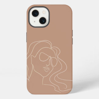 Etui iPhone 13 étui pour iPhone à dessin linéaire de femme