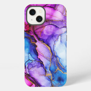 Etui iPhone 13 Étui Watercolor Glitter Violet Bleu pour iPhone /
