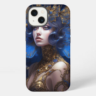 Etui iPhone 13 Fantaisie artistique de fée en or bleu