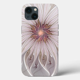 Etui iPhone 13 Fantaisie florale, fleur pastel moderne abstraite