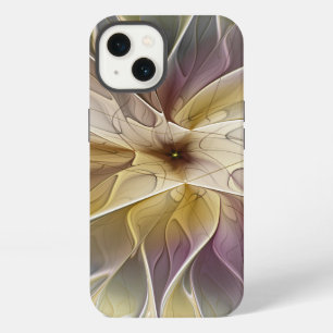 Etui iPhone 13 Fantaisie florale or aubergine Art fractal abstrai