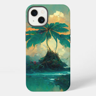 Etui iPhone 13 Fantaisie tropicale mer et palmiers