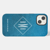 Etui iPhone 13 Faux cuir bleu Monogramme (Verso Horizontal)