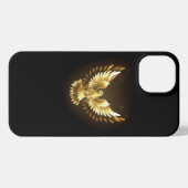 Etui iPhone 13 Faux Gold Foil Peace Dove en noir (Verso Horizontal)