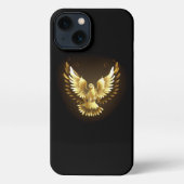 Etui iPhone 13 Faux Gold Foil Peace Dove en noir (Verso)