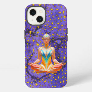 Etui iPhone 13 Femme méditative et motif d'étoile unique design