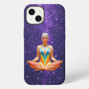 Etui iPhone 13 Femme Méditative – Galaxie Mystique
