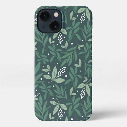 Etui iPhone 13 Feuillage de fougères botaniques vertes et Motif d (Verso)