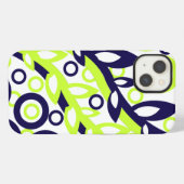 Etui iPhone 13 Feuilles Bleues Vertes (Verso Horizontal)