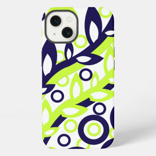 Etui iPhone 13 Feuilles Bleues Vertes (Verso)