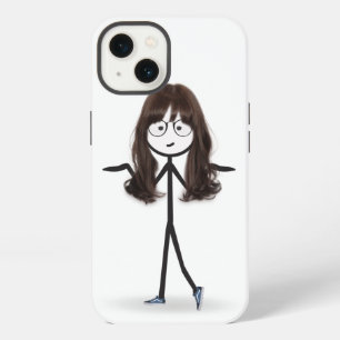 Etui iPhone 13 Fille bonhomme allumettes aux cheveux foncés