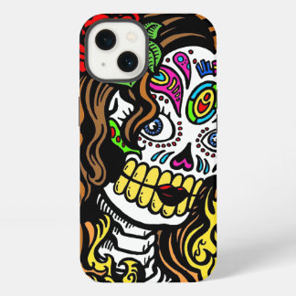 Etui iPhone 13 Fille de crâne à sucre