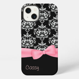 Etui iPhone 13 Fille Noir & Blanc Damas
