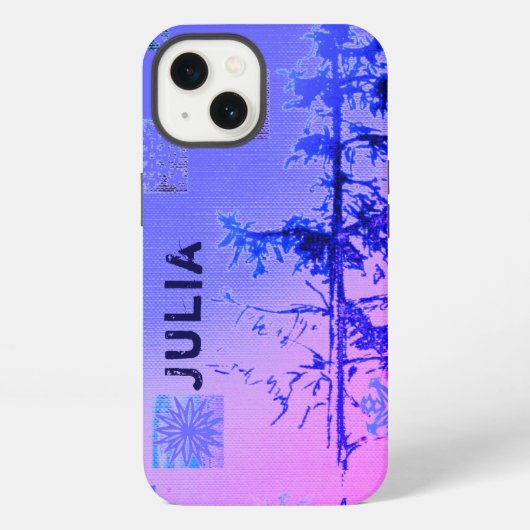 Etui iPhone 13 Fir Tree & Snowflakes & Your Name (Verso)